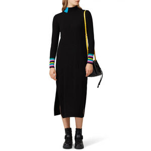 Chinti & Parker Bloomsbury Sweater Dress Wool Cashmere Blend Midi Black Size XS